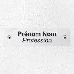 Plaque professionnelle en plexiglas transparent 20x5cm