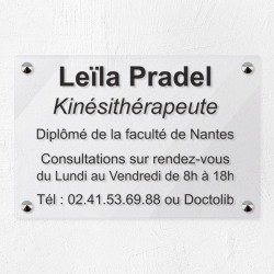 Plaque kiné personnalisée en plexiglas transparent 30x20cm