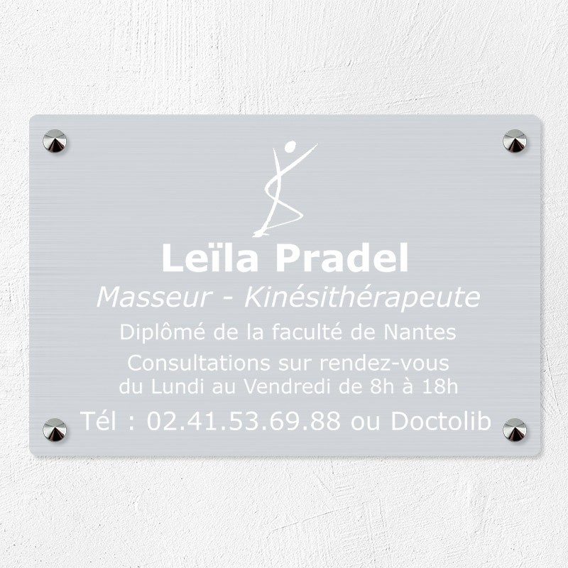 Plaque kiné personnalisée en aluminium 30x20cm Plaque kiné personnalisée en aluminium 30x20cm