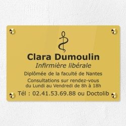 Plaque gravée pour infirmière libérale en plexiglas 30x20cm