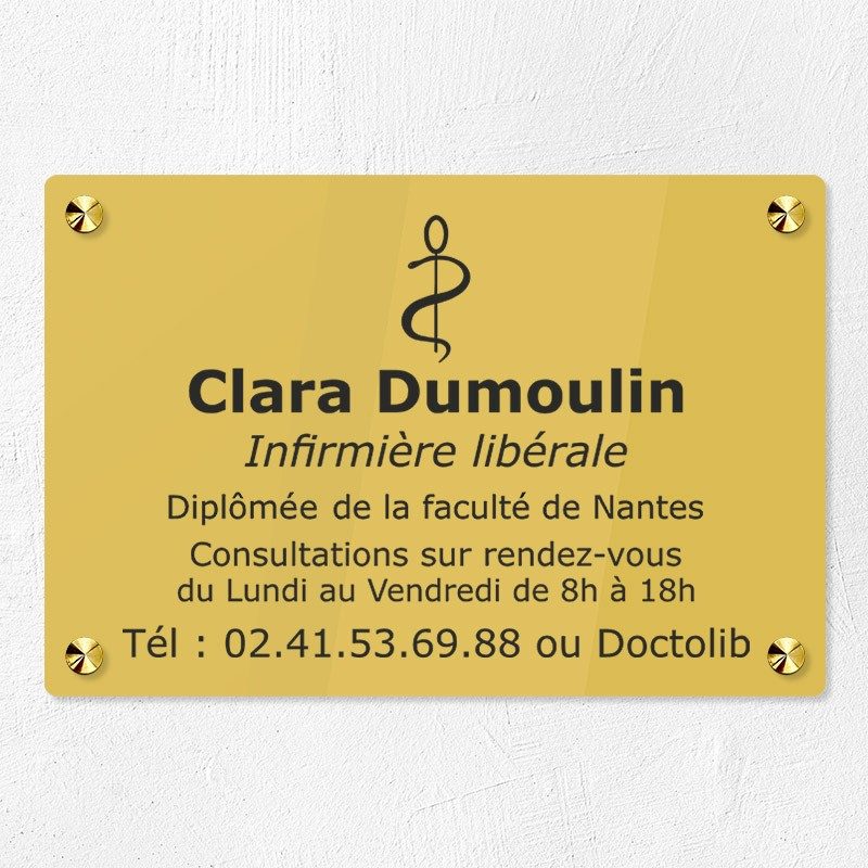 Plaque gravée pour infirmière libérale en plexiglas 30x20cm Plaque gravée pour infirmière libérale en plexiglas 30x20cm