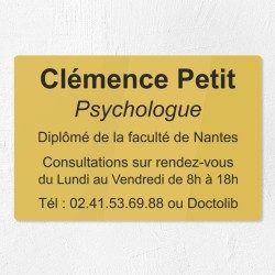 Plaque professionnelle pour psychologue en plexiglas 30x20cm