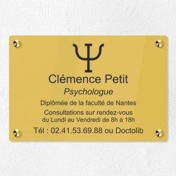 Plaque professionnelle pour psychologue en plexiglas 30x20cm