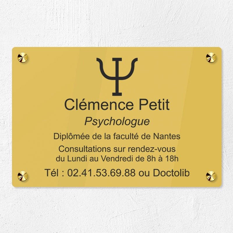 Plaque professionnelle pour psychologue en plexiglas 30x20cm Plaque professionnelle pour psychologue en plexiglas 30x20cm