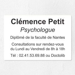 Plaque psychologue en plexiglas quadri sur-mesure 30x20cm