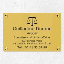Plaque professionnelle pour avocat en plexiglas 30x20cm