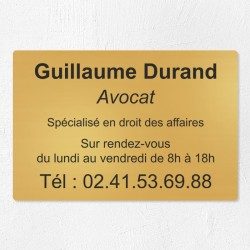 Plaque avocat en laiton à personnaliser 30x20cm