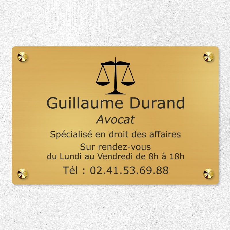 Plaque avocat en laiton à personnaliser 30x20cm Plaque avocat en laiton à personnaliser 30x20cm
