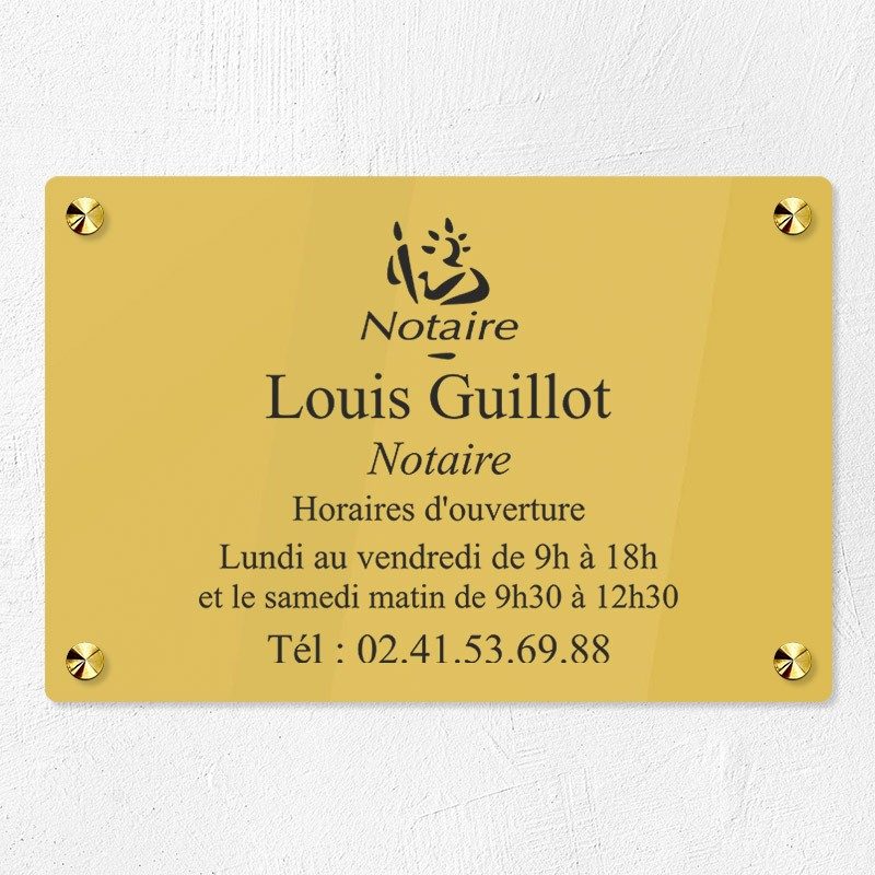 Plaque gravée pour notaire en plexiglas 30x20cm Plaque gravée pour notaire en plexiglas 30x20cm