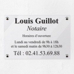 Plaque notaire personnalisée en plexiglas transparent 30x20cm