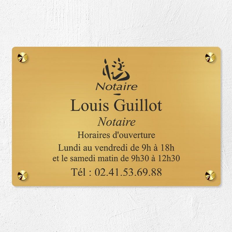 Plaque notaire en laiton à personnaliser 30x20cm