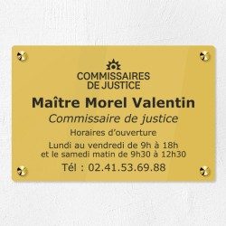 Plaque gravée pour commissaire de justice en plexiglas 30x20cm