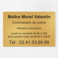 Plaque commissaire de justice en laiton à personnaliser 30x20cm