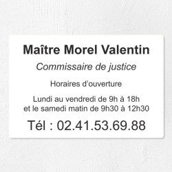 Plaque pour commissaire de justice en plexiglas sur-mesure 30x20cm