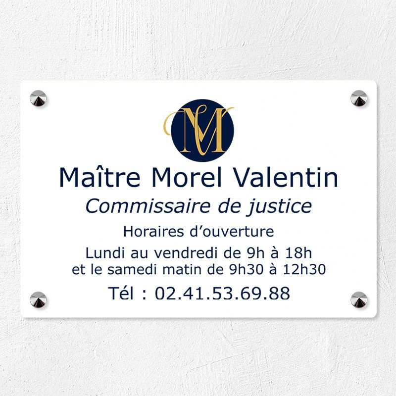 Plaque pour commissaire de justice en plexiglas sur-mesure 30x20cm Plaque pour commissaire de justice en plexiglas sur-mesure 30x20cm