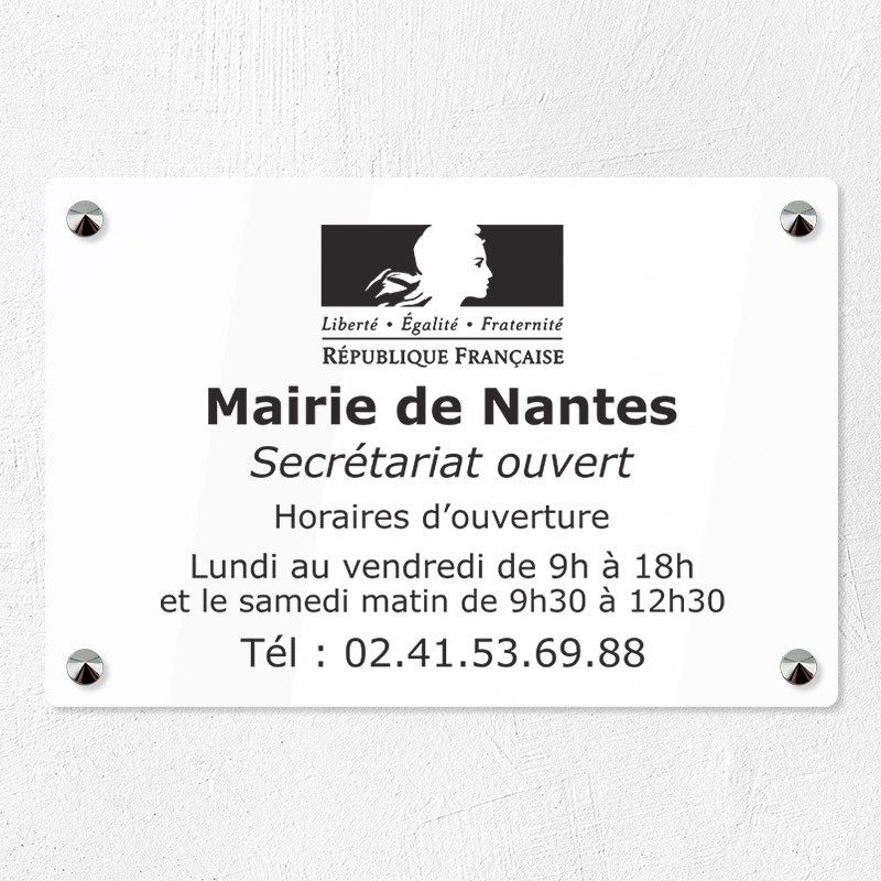 Plaque gravée pour mairie en plexiglas 30x20cm Plaque gravée pour mairie en plexiglas 30x20cm