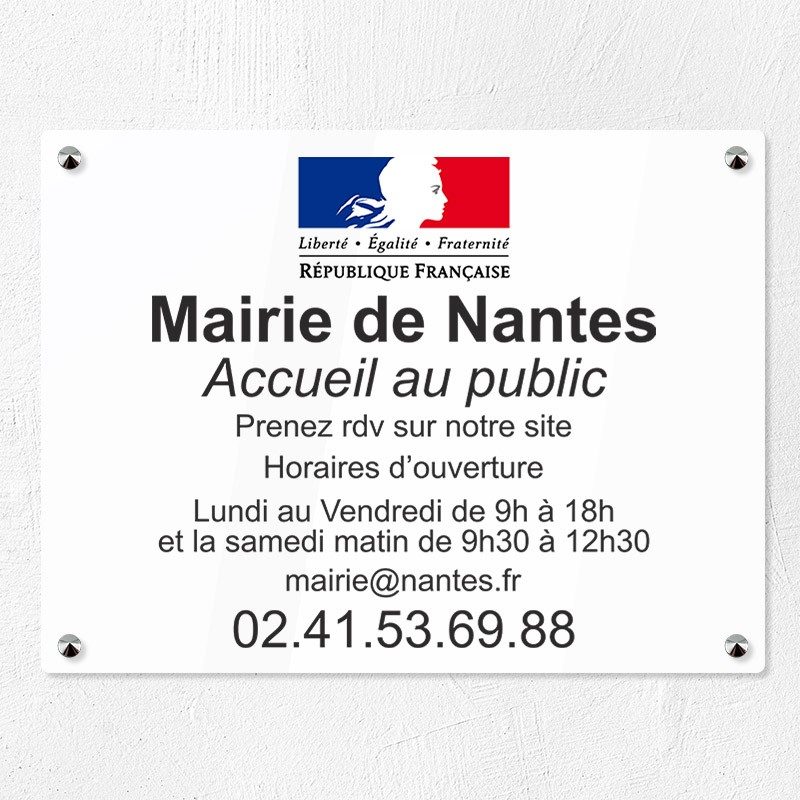 Plaque pour mairie en plexiglas quadri avec logo en couleur 40x30cm Plaque pour mairie en plexiglas quadri avec logo en couleur 40x30cm
