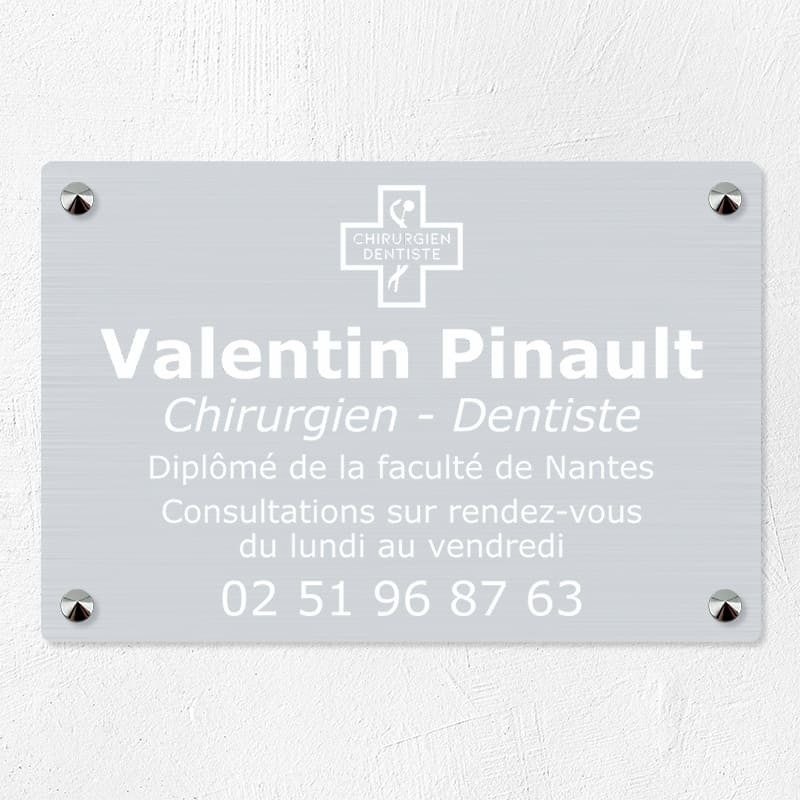 Plaque dentiste en aluminium 30x20cm