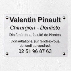 Plaque dentiste en plexiglas transparent 30x20cm