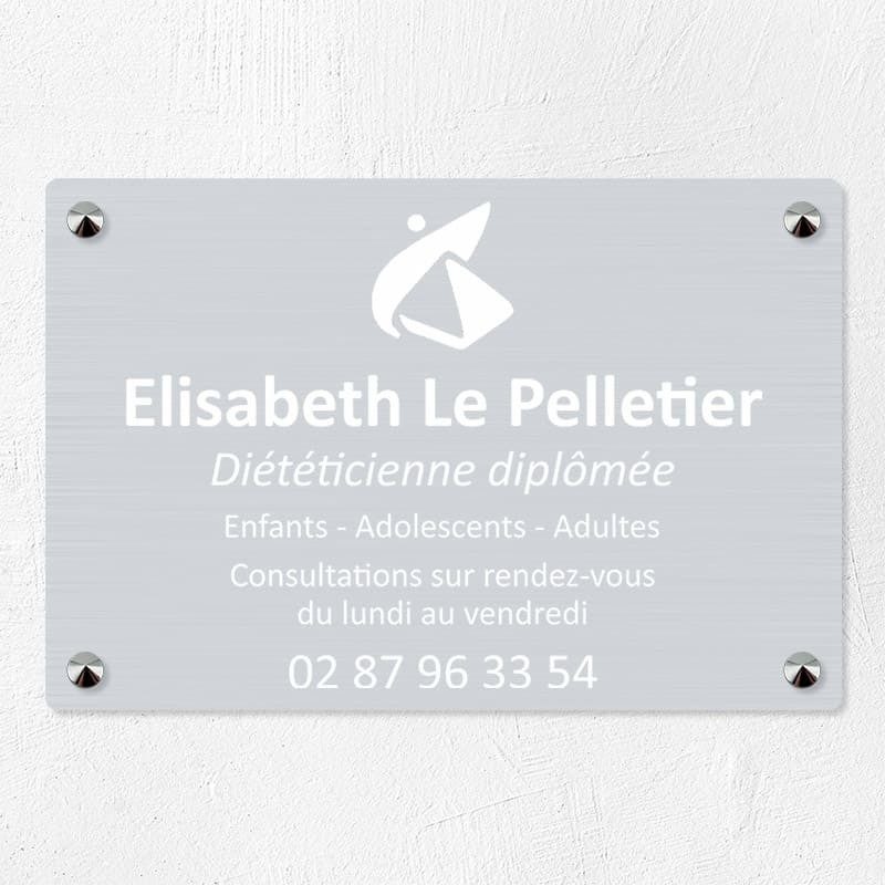 Plaque diététicien en aluminium 30x20cm