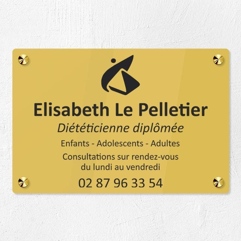 Plaque diététicienne en plexiglas gravé 30x20cm Plaque diététicienne en plexiglas gravé 30x20cm