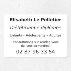 Plaque diététicienne en plexiglas quadri et logo 30x20cm