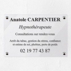 Plaque hypnothérapeute en plexiglas transparent 30x20cm