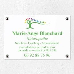 Plaque naturopathe en plexiglas quadri et logo 30x20cm