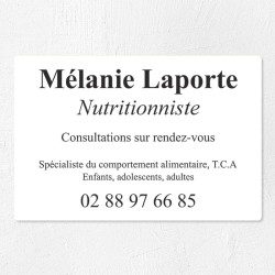 Plaque nutritionniste en plexiglas quadri et logo 30x20cm