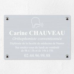 Plaque orthophoniste en aluminium 30x20cm