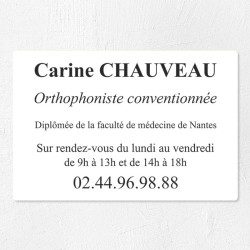 Plaque orthophoniste en plexiglas quadri et logo 30x20cm