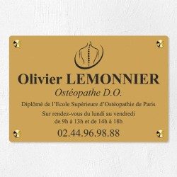Plaque ostéopathe économique en PVC gravoply 30x20cm
