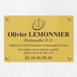 Plaque ostéopathe en plexiglas gravé 30x20cm