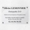 Plaque ostéopathe en plexiglas transparent 30x20cm