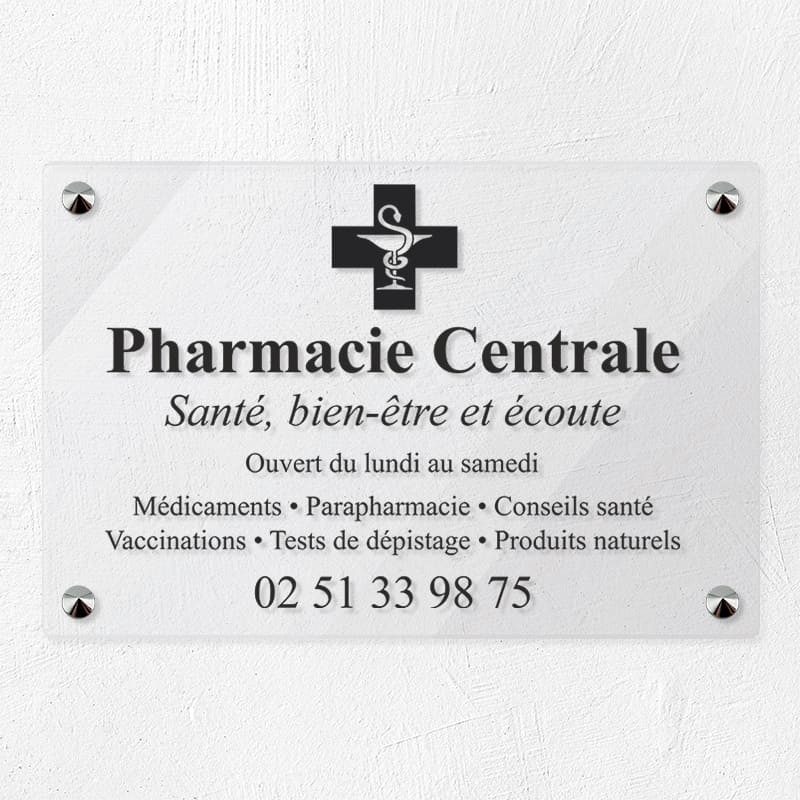 Plaque pharmacie en plexiglas transparent 30x20cm Plaque pharmacie en plexiglas transparent 30x20cm