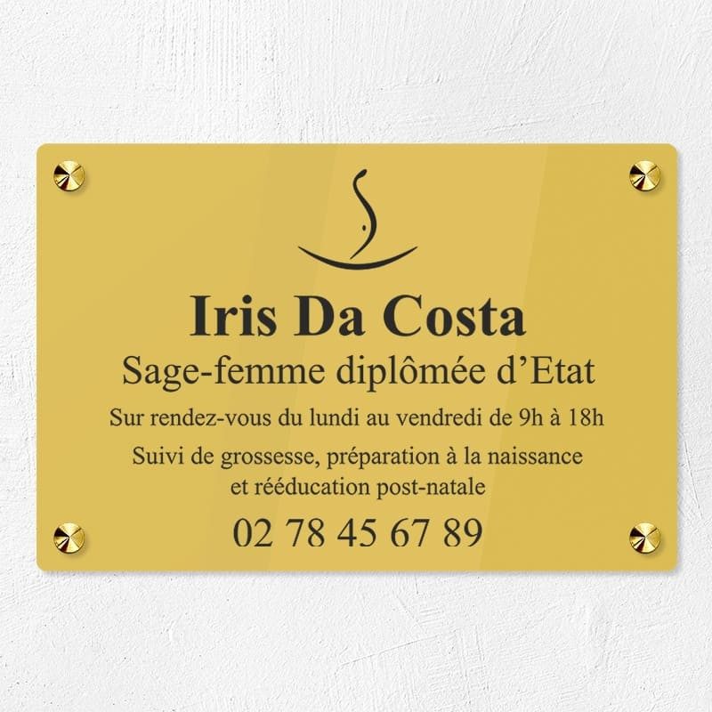 Plaque sage-femme en plexiglas gravé 30x20cm