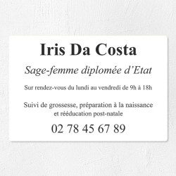 Plaque sage-femme en plexiglas quadri et logo 30x20cm
