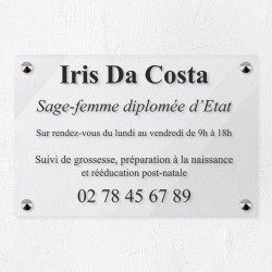 Plaque sage-femme en plexiglas transparent 30x20cm