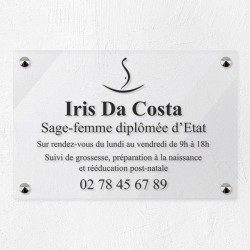 Plaque sage-femme en plexiglas transparent 30x20cm
