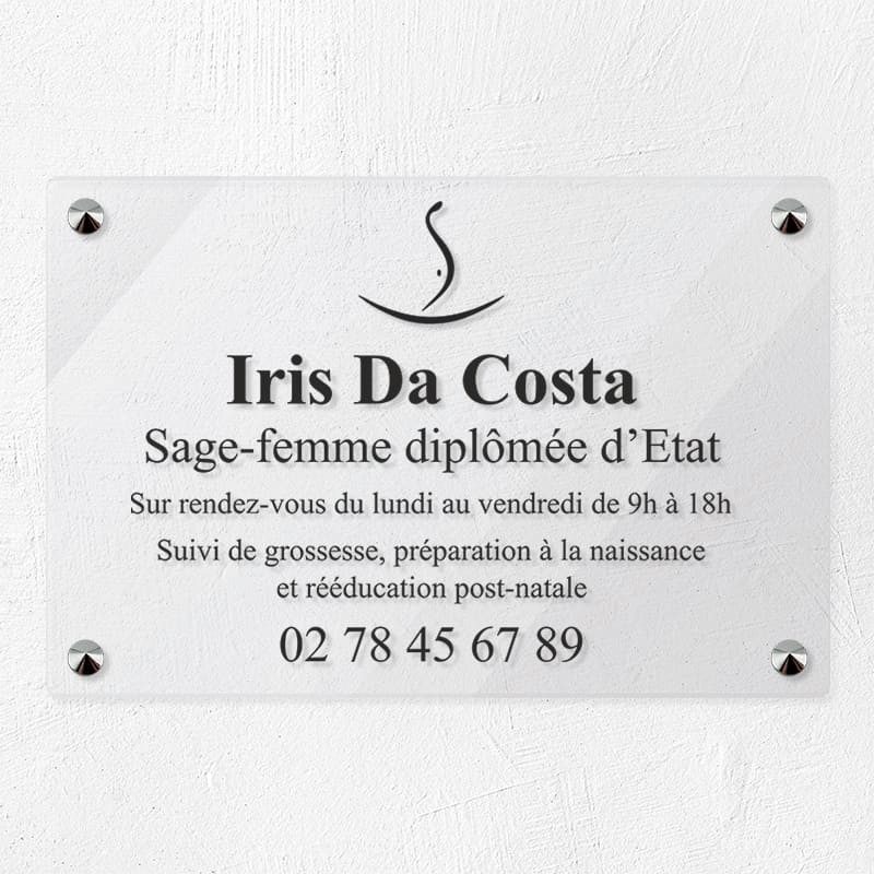 Plaque sage-femme en plexiglas transparent 30x20cm