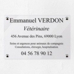 Plaque vétérinaire en plexiglas transparent 30x20cm
