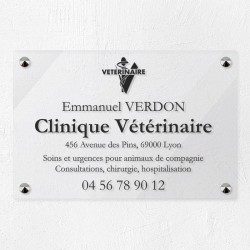 Plaque vétérinaire en plexiglas transparent 30x20cm