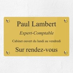 Plaque professionnelle en plexiglas gravé 25x15cm