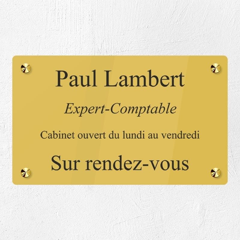 Plaque professionnelle en plexiglas gravé 25x15cm