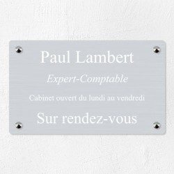 Plaque professionnelle en aluminium 25x15cm