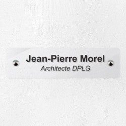 Plaque professionnelle en plexiglas transparent 20x5cm