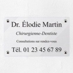 Plaque professionnelle en plexiglas transparent 25x15cm