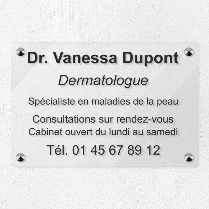 Plaque personnalisée en plexiglas transparent 30x20cm|Plaque pro Plaque personnalisée en plexiglas transparent 30x20cm|Plaque pro
