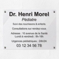 Plaque professionnelle en plexiglas transparent 40x30cm