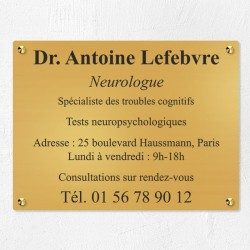 Plaque professionnelle en laiton 40x30cm